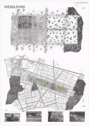 Teltowpark als stadtnahe Landschaft, Teltow Schinkelwettbewerb 1997: Rieselpark. Lagepläne 1:1000, 1:5000, Fotos