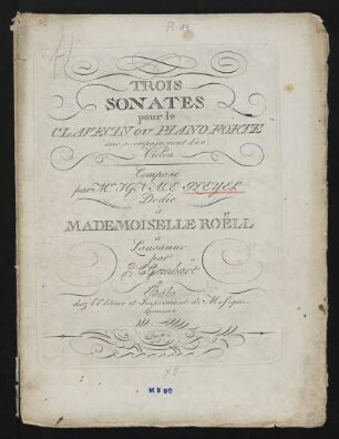 Trois sonates pour le clavecin ou piano forte : avec accompagnement d'un violon