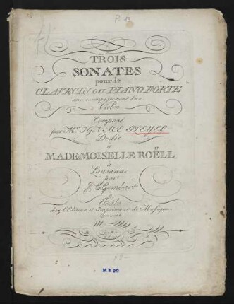 Trois sonates pour le clavecin ou piano forte : avec accompagnement d'un violon