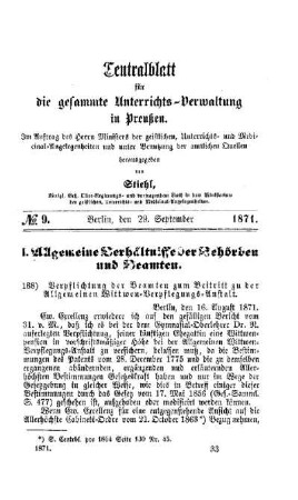 Verpflichtung der Beamten zum Beitritt zu der Allgemeinen Wittwen-Verpflegungs-Anstalt : [I. Allgemeine Verhältnisse der Behörden und Beamten]