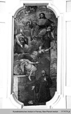 Christus und Maria erscheinen dem heiligen Franz von Assisi in der Portiuncula-Kapelle