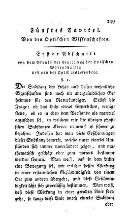 § 1. Erscheinungen des Lichtes, welche in diesen Wissenschaften mathematisch beurtheilt werden