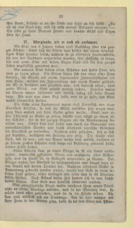 21. Aberglaube, wie er noch oft vorkommt