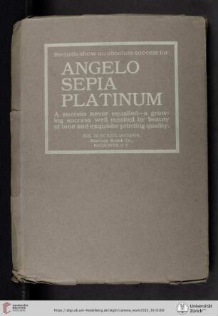 Jos. Di Nunzio Division, Eastman Kodak Co. [Angelo Sepia Platinum Paper, back cover verso]