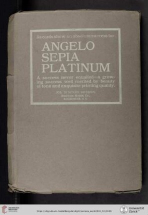 Jos. Di Nunzio Division, Eastman Kodak Co. [Angelo Sepia Platinum Paper, back cover verso]