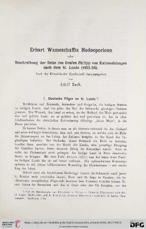 Erhart Wamezhaffts Hodoeporicon oder Beschreibung der Reise des Grafen Philipp von Katzenelnbogen nach dem hl. Lande (1433/34)