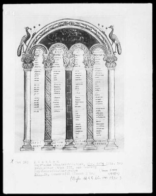 Evangeliar Kaiser Ottos III. aus dem Bamberger Dom — Kanontafel (Kanon 9, 10), Folio 20