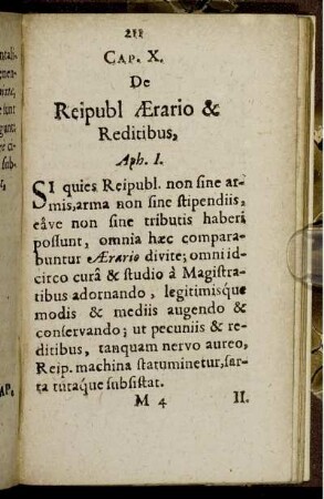 Cap. X. De Reipubl Aerario & Reditibus.