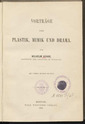 Vorträge über Plastik, Mimik und Drama