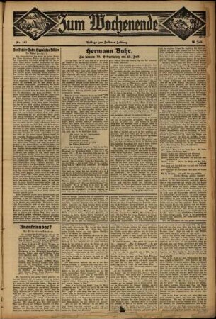 Zweite Ausgabe vom Sonntag, den 16. Juli 1933.
