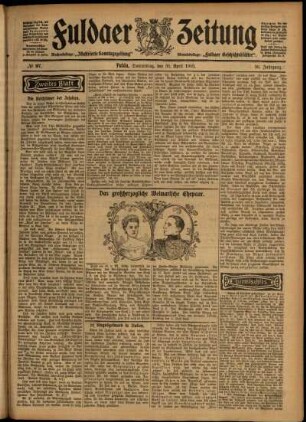 Zweite Ausgabe vom Donnerstag, den 30. April 1903.