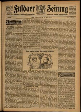 Zweite Ausgabe vom Donnerstag, den 30. April 1903.