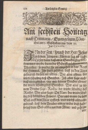 An sechsten Sontag nach Trinitatis ...