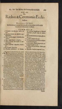 Tit. XV. De Ritibus & Ceremoniis Ecclesiasticis.