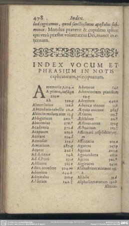 Index Vocum Et Phrasium In Notis explicatarum, praecipuarum