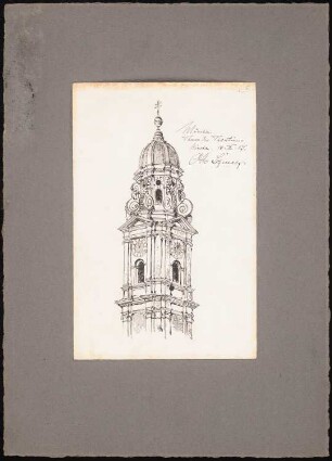 Reiseskizzen aus Bayern, Österreich und Italien: München: Turm Theatinerkirche (Perspektivische Ansicht)