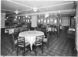 Passagierschiff "New York" : Passagierschiff "New York" der Hamburg-Amerika Linie (HAL). Speisesaal II. Klasse (Ausstattung Deutsche Werkstätten AG Hellerau)