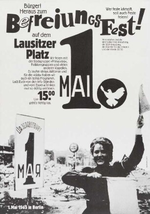 Plakat: "Bürger! Heraus zum Befreiungsfest auf dem Lausitzer Platz"