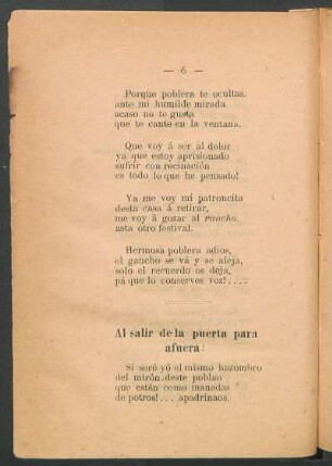 Al salir de la puerta para afuera