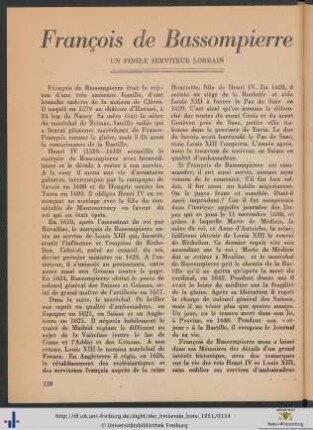 François de Bassompierre: un fidèle serviteur lorrain.