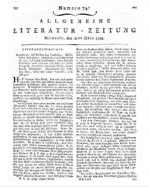 Nichols, John: Biographische und litterarische Anekdoten von den berühmtesten grosbritannischen Gelehrten des 18. Jahrh. / John Nicols. Aus dem Englischen ausgearbeitet u. mit Zusätzen vermehrt v. J. P. Bamberger. - Berlin : Unger Bd. 2. - 1787