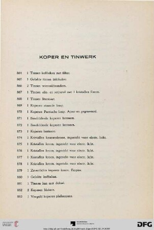 Koper en Tinwerk (Nr. 864-889)