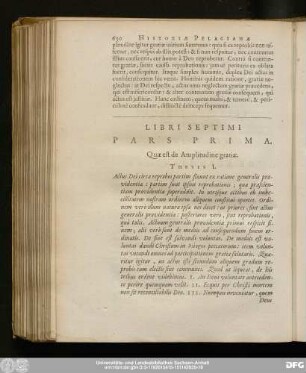 Pars Prima. Quae de Amplitudine gratiae.