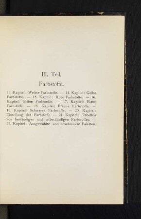 III. Teil. Farbstoffe.