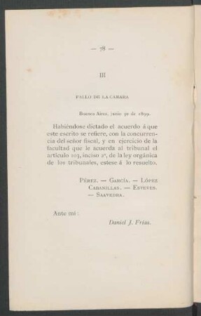 III - Fallo de la cámara