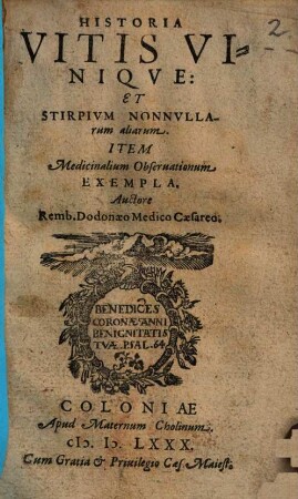 Historia Vitis Viniqve: Et Stirpivm Nonnvllarum aliarum