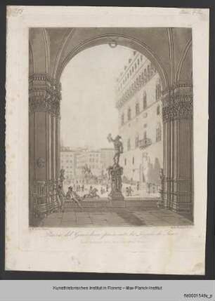Ansicht von der Loggia dei Lanzi auf die Piazza della Signoria in Florenz