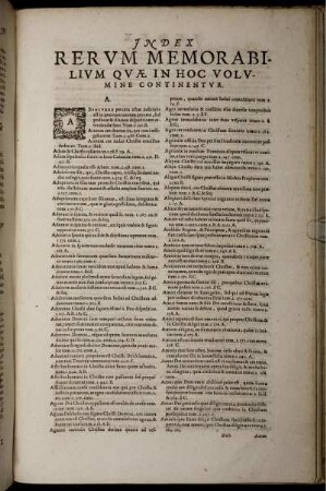 Index Rerum Memorabilium quae in hoc volumine continentur