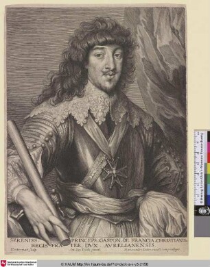 Princeps Gaston de Francia [Porträt des Gaston d' Orléans; Gaston de France, Duc d' Orléans; Portret van Gaston Jean-Baptiste van Frankrijk, hertog van Orléans]