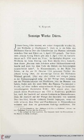 V. Kapitel: Sonstige Werke Dürrs