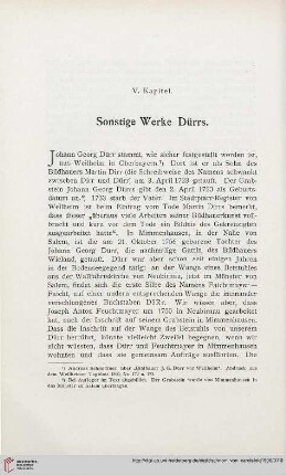 V. Kapitel: Sonstige Werke Dürrs