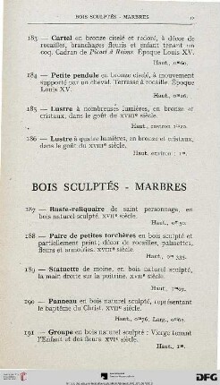 Bois Sculptés – Marbres (Nr. 187-210)