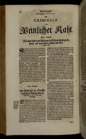 Das neunte Concilium Ist Criminale Oder Peinlicher Raht.