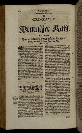 Das neunte Concilium Ist Criminale Oder Peinlicher Raht.