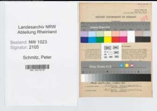 Entnazifizierung Peter Schmitz , geb. 20.03.1896 (Strassenmeister)