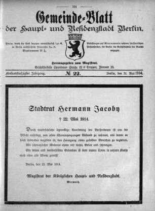 1914,22: No. 22, 31. Mai 1914