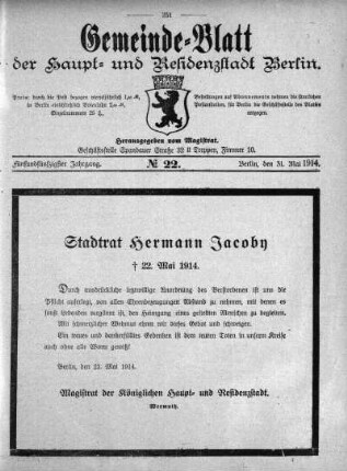 1914,22: No. 22, 31. Mai 1914