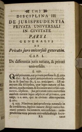 Disciplina III. De Jurisprudentia Privata Universali In Civitate.
