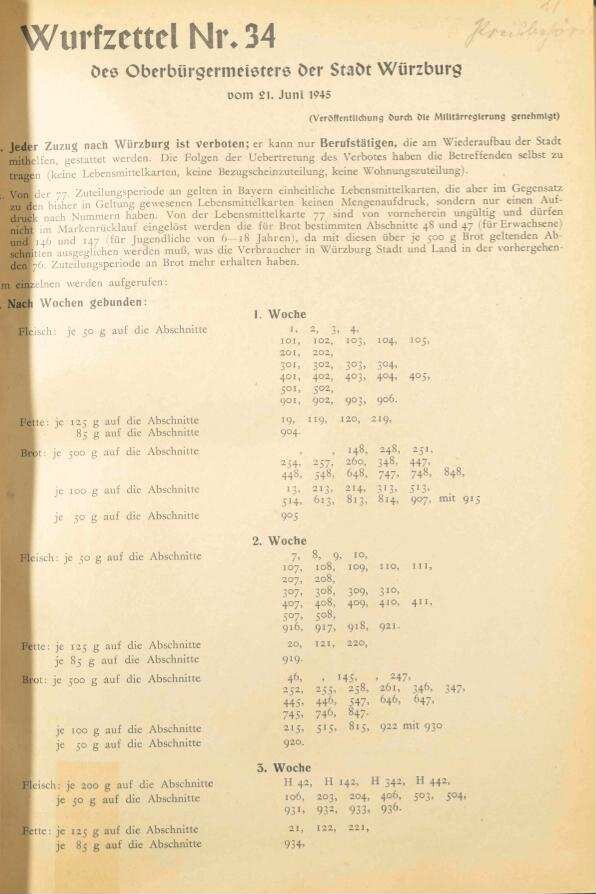 Wurfzettel Nr. 34 des Oberbürgermeisters der Stadt
                              Würzburg | Digitalisierung: Stadtarchiv Würzburg