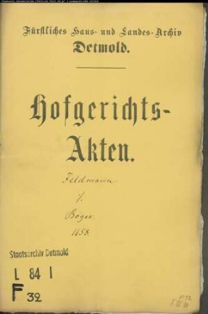 Feldmann, Gerd gegen Dr. Johann Henrich Böger - Schuldforderung