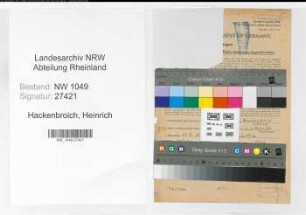 Entnazifizierung Heinrich Hackenbroich , geb. 19.07.1890 (Weichenwaerter)