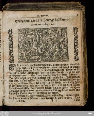 Evangelium am ersten Sontage des Advents. Matth. am 21. Cap. v. 1:9.
