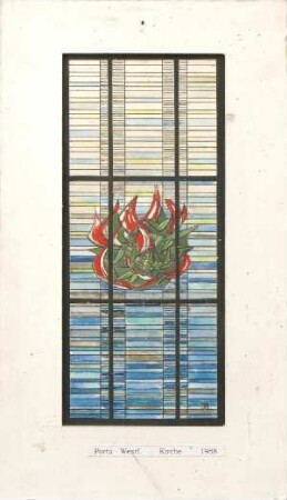 Entwurf Glasfenster - Porta-Westf. Kirche - abstrakte Komposition mit brennendem Dornbusch