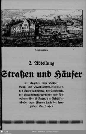2. Abteilung. Häuserbuch : 2. Abteilung. Straßen und Häuser