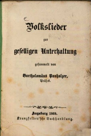 Volkslieder zur geselligen Unterhaltung