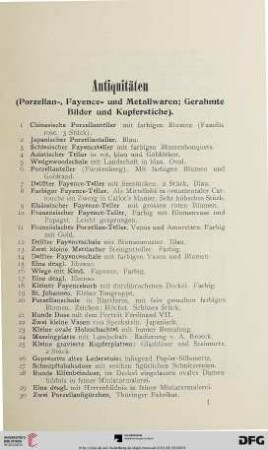 Antiquitäten (Nr. 1-110)